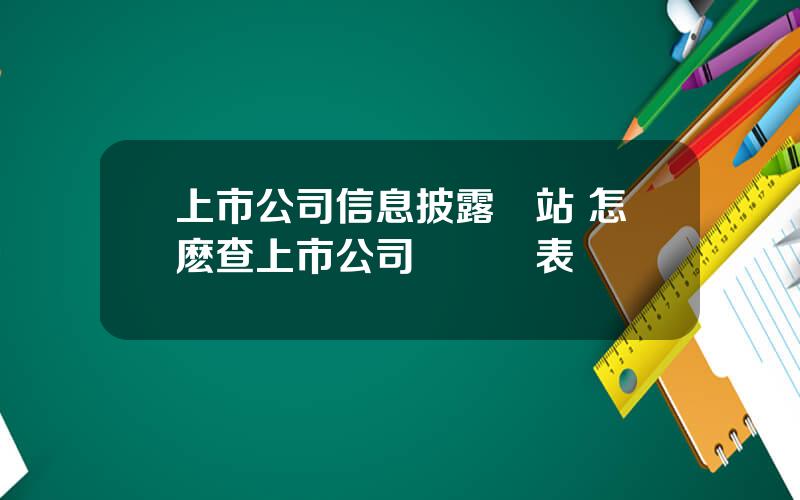 上市公司信息披露網站 怎麽查上市公司財務報表